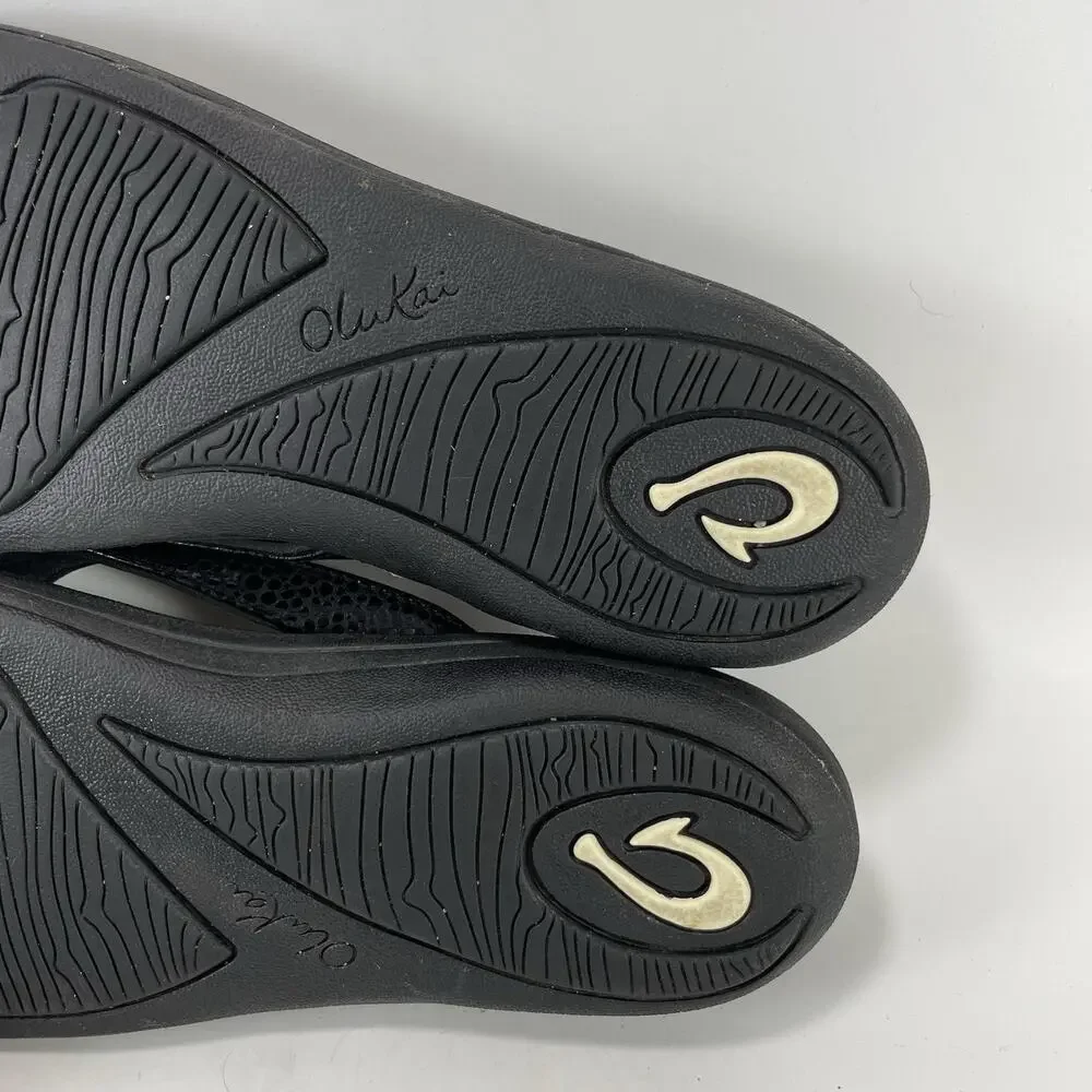 OluKai Kulapa Kai Womens Size 9 Black Charcoal Thong Flip Flop Sandal 20198-4040
